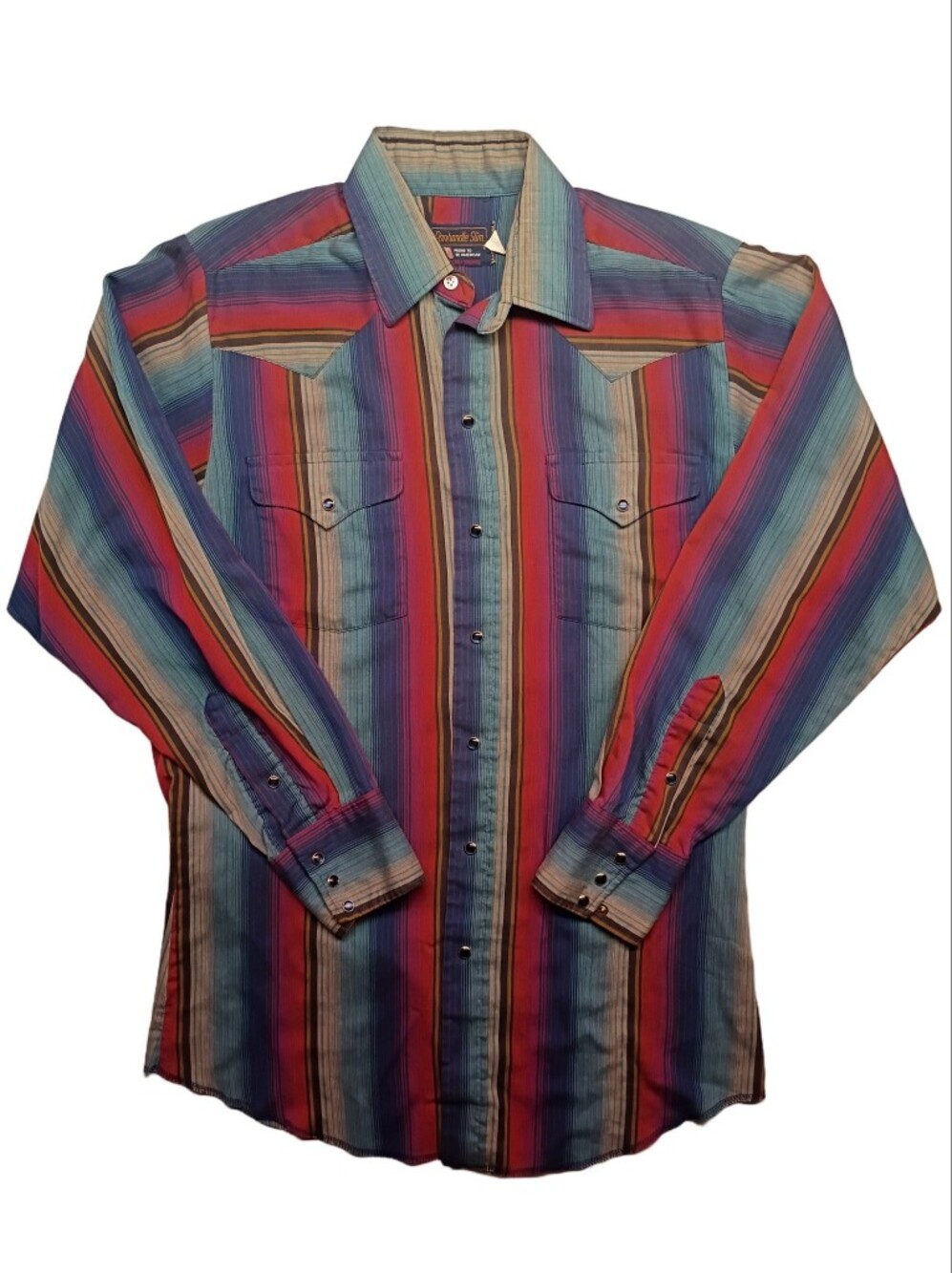 Panhandle Slim Vintage Western Men's Multicolor Striped Snap Button-Up Shirt
